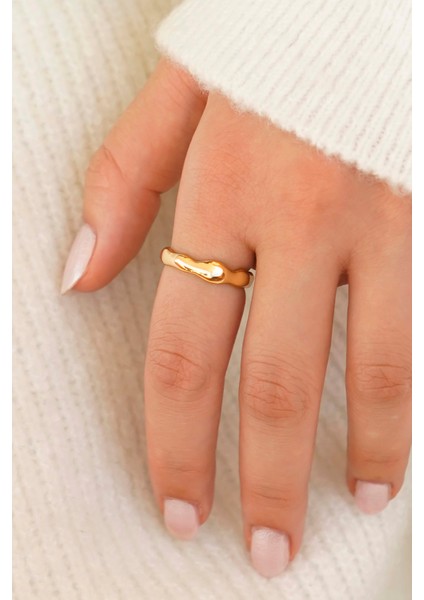 Modern Kıvrımlı Dalga Formlu Parlak Altın Kadın Yüzük Seti fırsatları