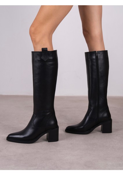 Cleona Siyah Hakiki Deri Kadın Çizme fiyatları