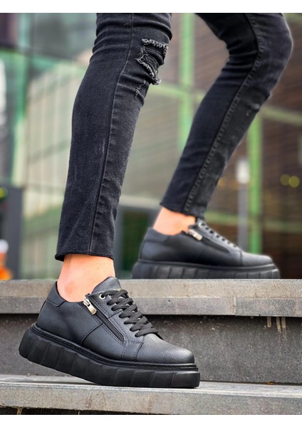 KB-X155 Kuback Siyah Cilt Detaylı Siyah Yüksek Taban Günlük Spor Ayakkabı fiyatları