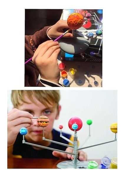 Güneş Sistemi Modeli 1 Paket Gezegen Sistemi Boya Fırça Eğitici Maket Deney Seti Plastik Gezegenler Alemi fırsatları