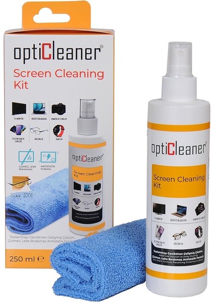 Since 2003 LCD Ekran Temizleme Seti – 250 ml Sprey + Özel Mikrofiber Bez | Bilgisayar, Laptop, Tablet, Tv, Telefon, Yazıcı, Kamera & Gözlük Için Antistatik, Çizmez ve Parlatıcı