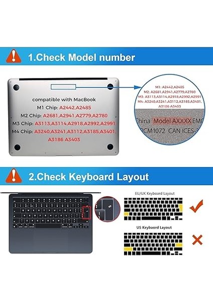 Klavye Kılıfı MacBook Air M4 M3 M2 Air 13,6 / Air 15 Inç 2025 2024 2023 2022, 2021-2024 Mac Pro 14/16 M1 M2 M3 M4 Pro/max, Ab Düzeni Klavye Koruyucu Film - Tpu Şeffaf fiyatları