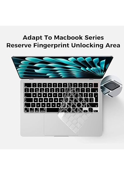 Klavye Kılıfı MacBook Air M4 M3 M2 Air 13,6 / Air 15 Inç 2025 2024 2023 2022, 2021-2024 Mac Pro 14/16 M1 M2 M3 M4 Pro/max, Ab Düzeni Klavye Koruyucu Film - Tpu Şeffaf fırsatları