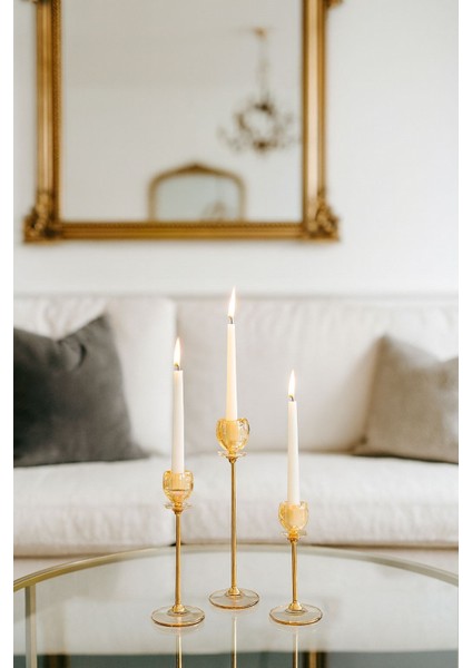 Altın Renkli 3'lü Kristal Cam Mumluk Seti & Altın Dekoratif Şamdan Takımı fiyatları