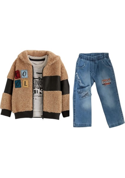 Cool Baskılı Peluş Hırkalı 3'lü Erkek Çocuk Takım fiyatları
