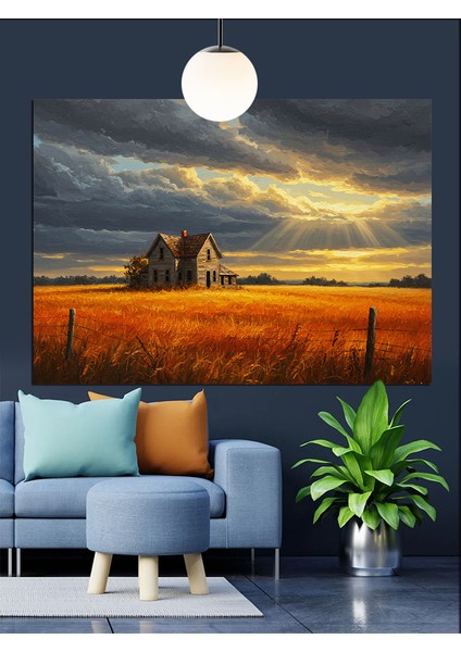 Sarı Buğday Tarlası Manzara Dekoratif Kanvas - Mdf Ahşap Tablo modelleri