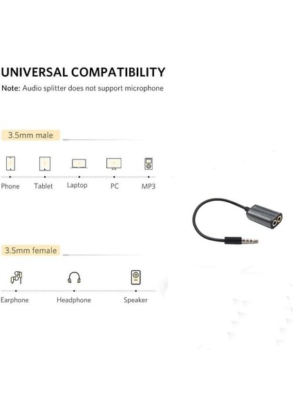 Aux 3.5mm Ses Adaptör Mikrofon Kulaklık Çevirici Kablo Beyaz fiyatları
