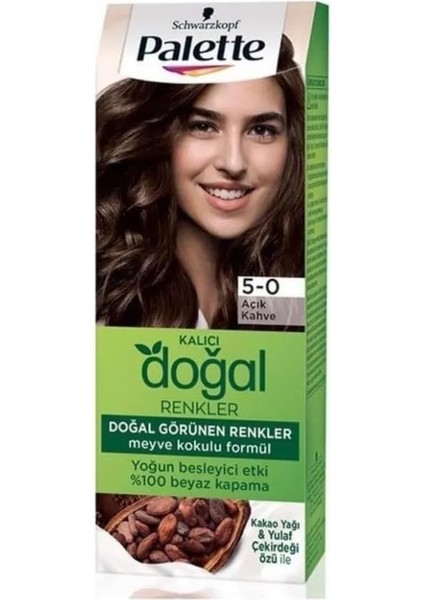 Palette Kalıcı Doğal Renkler 5-0 Açık Kahve Kakao Yağı & Yulaf Çekirdeği Özlü Saç Boyası