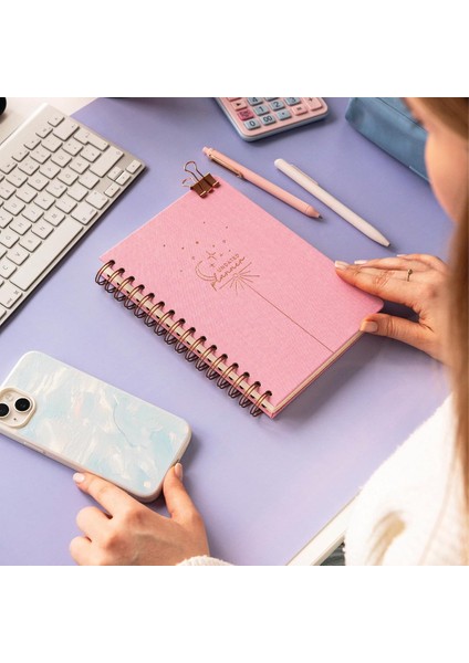 A5 Spiralli Süresiz Planlayıcı Ajanda Şeker Pembe