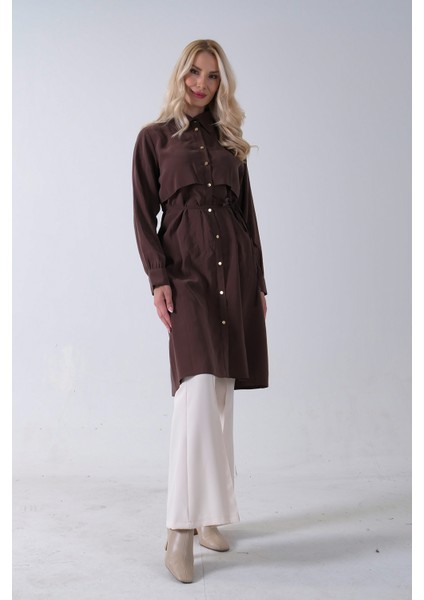 Kahve Önü Aller Detaylı Bağcıklı Modal Tunik 31050762.05 fırsatları