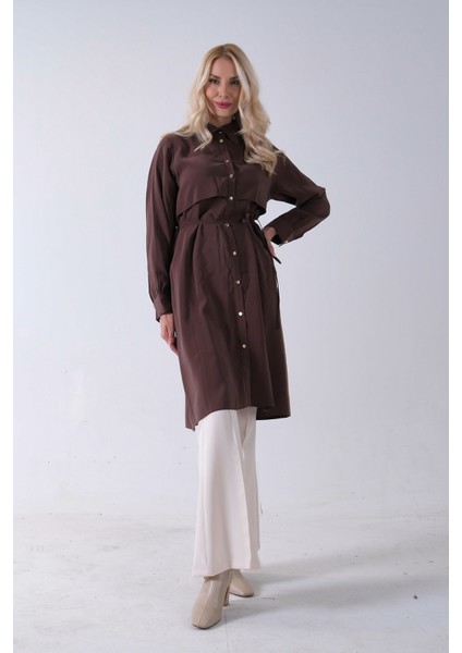 Kahve Önü Aller Detaylı Bağcıklı Modal Tunik 31050762.05 indirimleri