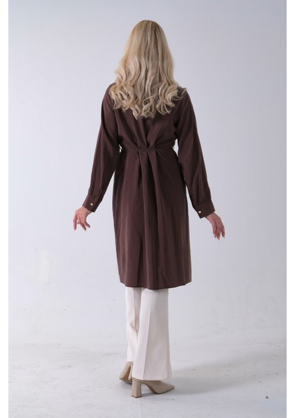 Kahve Önü Aller Detaylı Bağcıklı Modal Tunik 31050762.05