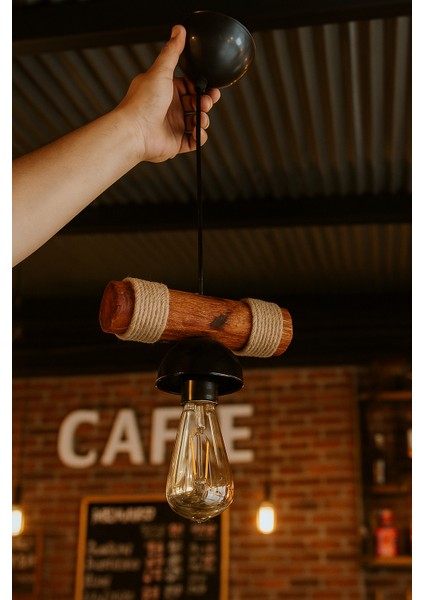 Doğal Ahşap Sarkıt Avize – Retro Bohem Dekoratif Avize Kafe Ev Ofis Balkon Için Dekoratif Aydınlatma fırsatları