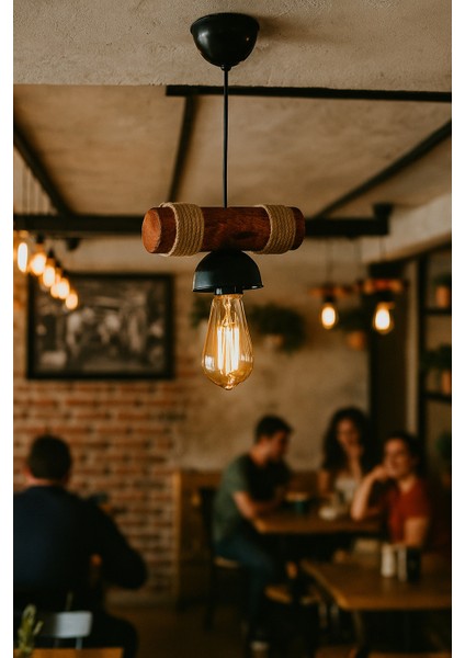Doğal Ahşap Sarkıt Avize – Retro Bohem Dekoratif Avize Kafe Ev Ofis Balkon Için Dekoratif Aydınlatma