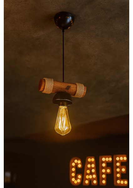Doğal Ahşap Sarkıt Avize – Retro Bohem Dekoratif Avize Kafe Ev Ofis Balkon Için Dekoratif Aydınlatma