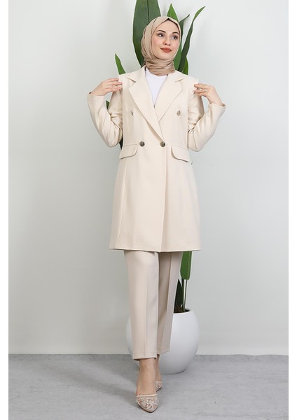 Blazer Ceket Takım Krem modelleri
