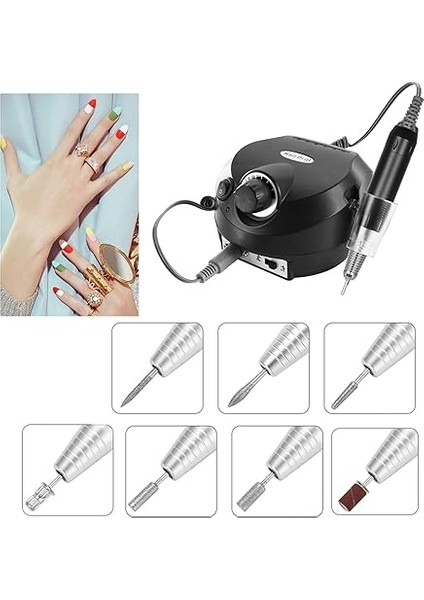 Elektrikli Tırnak Matkap Makinesi 30000 Rpm E-Dosya Elektrikli Tırnak Dosya Değirmeni Parlatıcı Kiti Manikür Pedikür Matkap Akrilik Jel Çivi Için Ab Tak Siyah indirimleri
