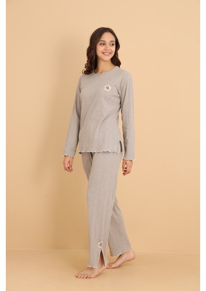 Mirano 8602 Pointel Kumaş Mevsimlik Günlük Çiçekli Kadın Pijama Takımı