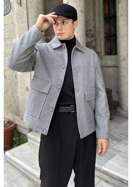 Düğmeli Cep Detaylı Erkek Kaşe Kaban P-00018810 modelleri