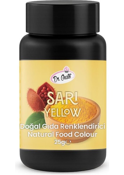 Toz Sarı Doğal Gıda Boyası 25 G – Bitkisel Kaynaklı, Pasta ve Tatlılar Için Doğal Renk Boyası