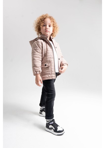 Unisex Çocuk Siyah-Beyaz Hakiki Deri Anatomik Günlük Bot