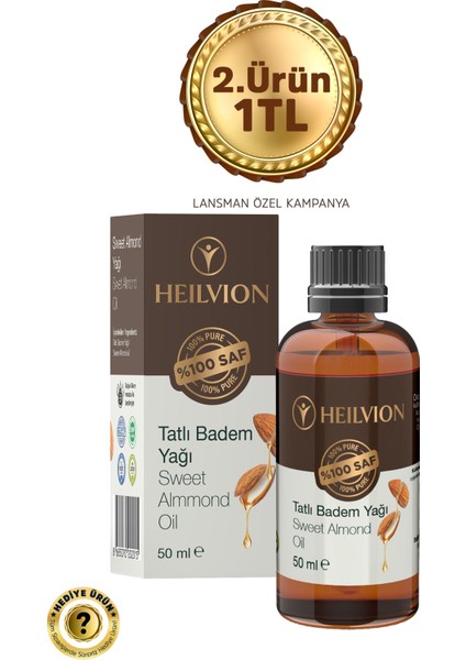 Tatlı Badem Yağı %100 Saf ve Doğal Soğuk Sıkım Kaş & Kirpik Bakımı,e Vitamini Saç Dökülmesi Önleyici