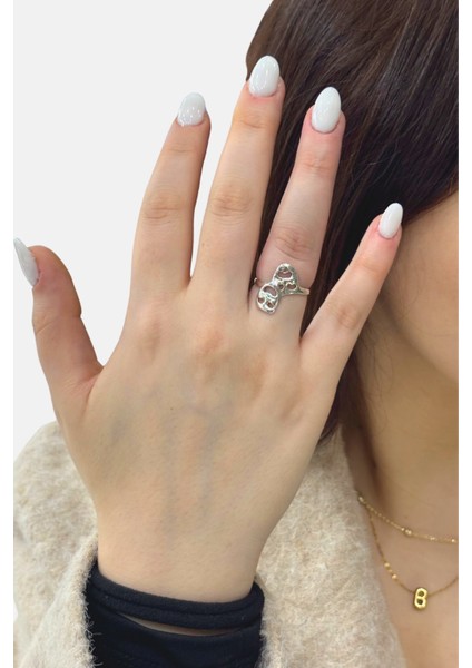 Tiyatro Sahne Maskesi Modern Tasarım Gümüş Kadın Mask Yüzük