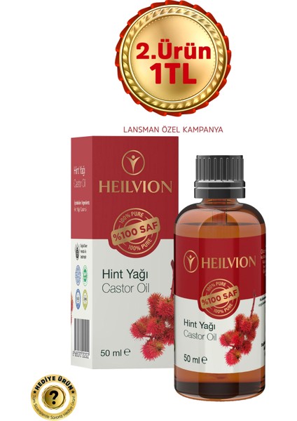 Hint Yağı %100 Saf ve Doğal Soğuk Sıkım 50 ml Saç & Cilt Bakım Yağı, Kaş & Kirpik Doğal Destek