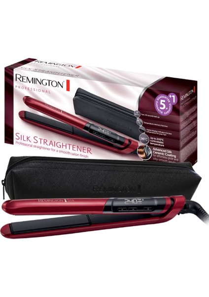 Remington Saç Düzleştirici Silk (Kadifemsi Pürüzsüz ve Parlak Saçlar Için Ipek Proteinli Çift Katmanlı Seramik Kaplama) LCD Ekran, 150-235°C, Maks. 30 Saniye 240°C, Düzleştirici S9600