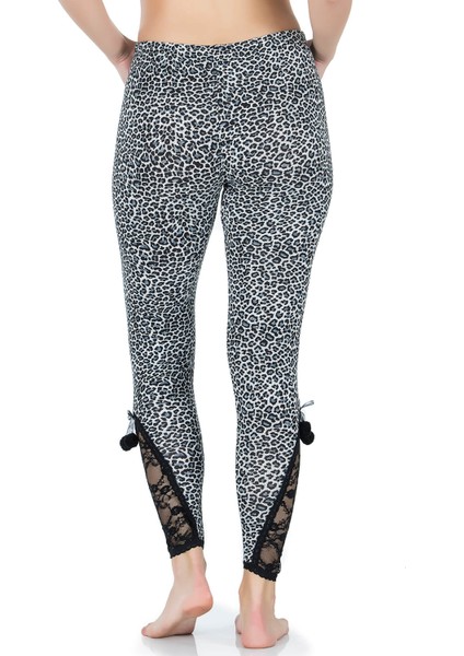 Derya Kurşun Dantel Paça Leopar Kadın Tayt 436 indirimleri