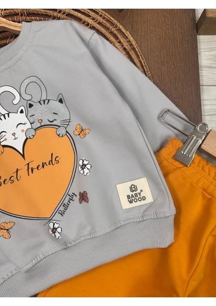 Pamuklu Mevsimlik Kedicik Detaylı 2li Kız Bebek Takım fiyatları