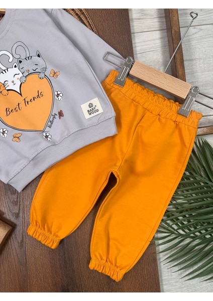 Pamuklu Mevsimlik Kedicik Detaylı 2li Kız Bebek Takım indirimleri