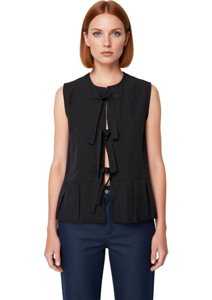 Kadın Bluz Kolsuz Dokuma Regular Kalıp Bisiklet Yaka Casual Günlük Şıklığı Sevenler Için