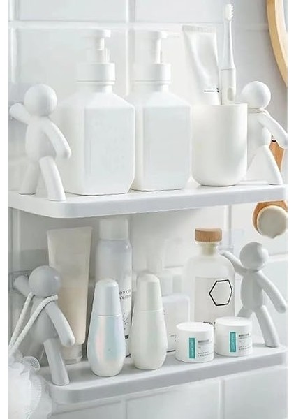 2'li Banyo Mutfak Organizer, Şampuan Kozmetik Baharat Kavanozu Düzenleyici, Yapışkanlı Raf Çöp Adam modelleri