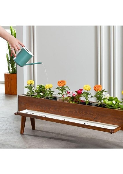 El Yapımı Ayaklı 10 Çinili Dekoratif Modern Ahşap Dikdörtgen Bahçe Balkon Saksı Saksılık Çiçeklik indirimleri
