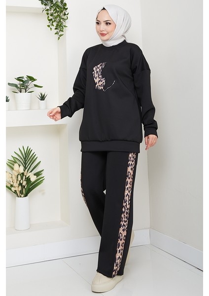 Kaplan Nakışlı Oysho Ikili Takım 1648 - Siyah modelleri