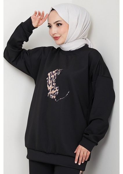 Kaplan Nakışlı Oysho Ikili Takım 1648 - Siyah fırsatları