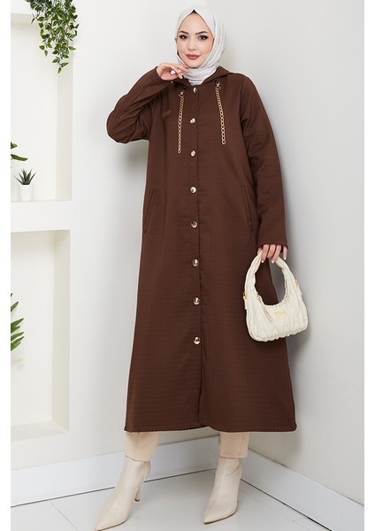 Zincir Detay Düğmeli Kapitone Kap 1647 - Kahve modelleri