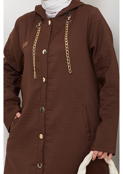 Zincir Detay Düğmeli Kapitone Kap 1647 - Kahve indirimleri