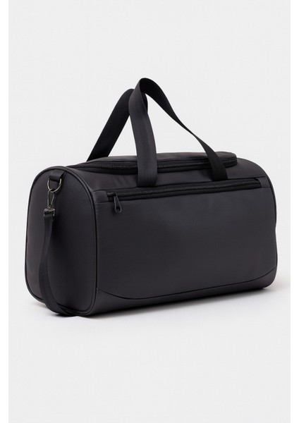 Siyah Suni Deri Yan Ayakkabı Bölmeli Unisex Geniş Hacimli Seyahat Spor Fitness Spor Çantası - 00124 fiyatları