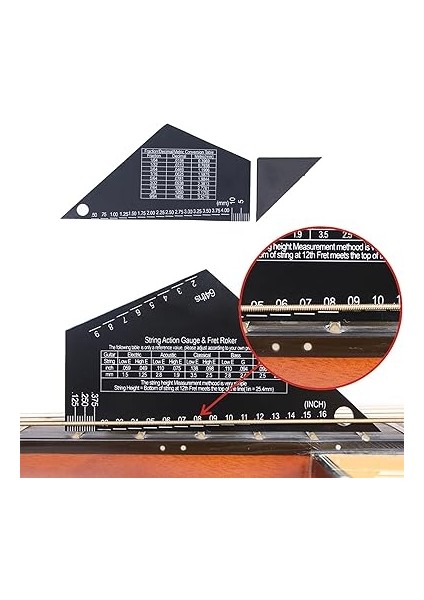 Gitar Teli Eylem Ölçer Cetvel Aracı, Paslanmaz Çelik Elektro Gitar Bas Parçaları Aksesuarları, Gitar Dize Eylem Ölçer Cetvel Aracı fırsatları