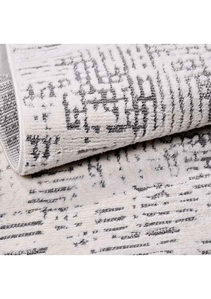 Binefar Modern Beyaz Gri Polyester Pamuk Tabanlı Makine Halısı indirimleri
