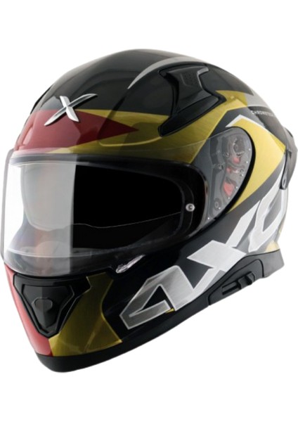 Apex Chrometech Full Face Kapalı Kask Black Red
