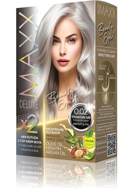 Maxx Deluxe Beauty Expert Haır Color (Keretin)'li 1 Kutu (2 x 50 Ml) (Titanyum Gri 0.02) fiyatları
