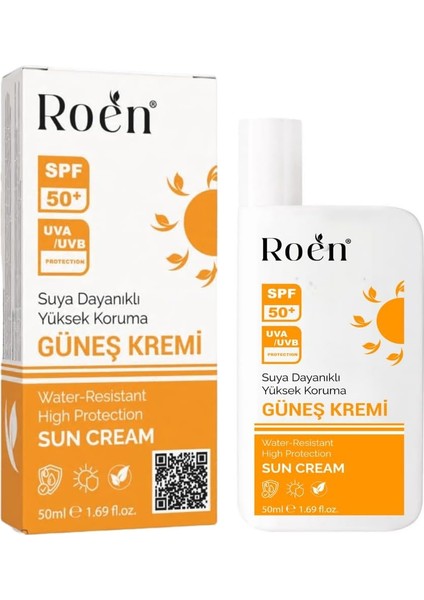 Roen Spf 50+ Suya Dayanıklı Güneş Kremi, Uva/uvb Koruma, Nemlendirici Etkili, 50ML
