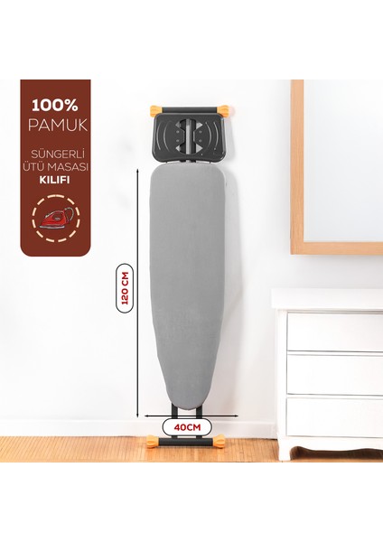 Isıya Dayanıklı 100% Pamuk Süngerli Ütü Masası Kılıfı - Buharlı Ütüleme Uyumlu 120X40CM fiyatları