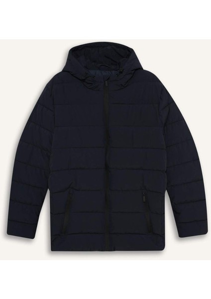 Su İtici Slim Fit Dar Kesim Astarlı Kapüşonlu Fermuarlı Cepli Dolgulu Mont R0216AZ25AU