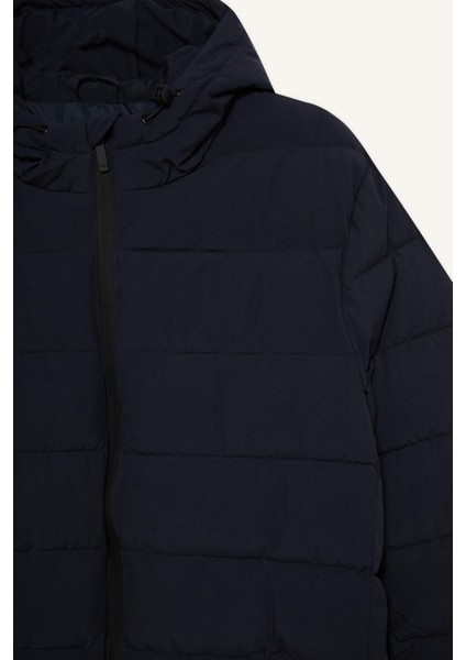 Su İtici Slim Fit Dar Kesim Astarlı Kapüşonlu Fermuarlı Cepli Dolgulu Mont R0216AZ25AU