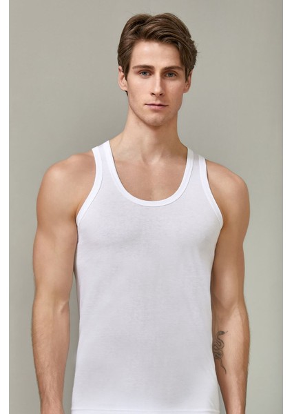 Erkek Beyaz Klasik Pamuk Askılı Atlet 1004 3'lü