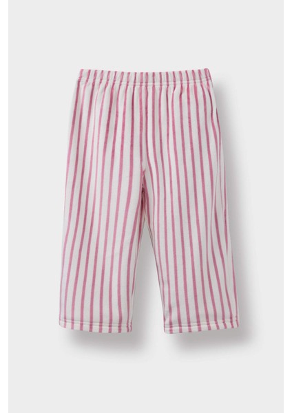 Kız Bebek Pijama Takımı Tavşan Baskılı Uzun Kollu Velur Üst Çizgili Uzun Alt F5562A525WN fiyatları